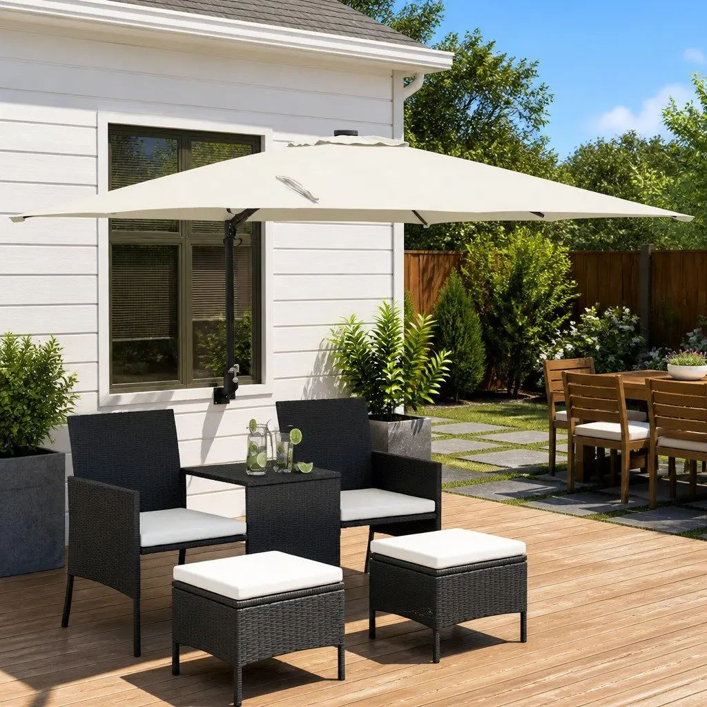 Garden Parasol Brown 248.5 x 247.5 x 160 cm Tilting Canopy with Hand Crank Operation