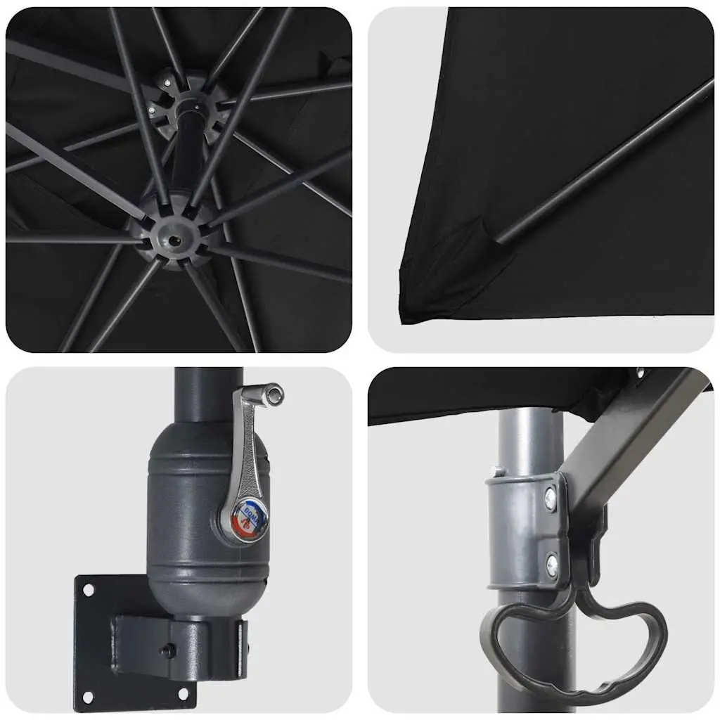 Garden Parasol Black 248.5 x 247.5 x 160cm Tiltable Canopy Outdoor Sunshade