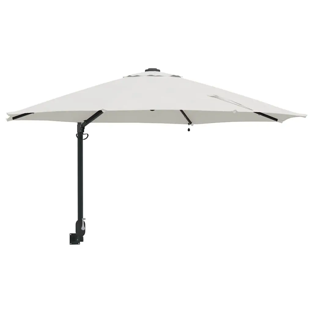 Garden Parasol Brown 248cm Adjustable Tilt Canopy Solar Powered LED Lights Steel Frame