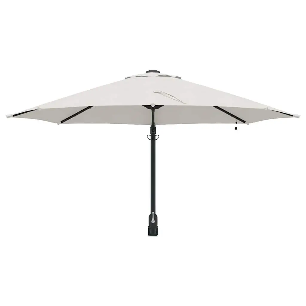Garden Parasol Brown 248cm Adjustable Tilt Canopy Solar Powered LED Lights Steel Frame