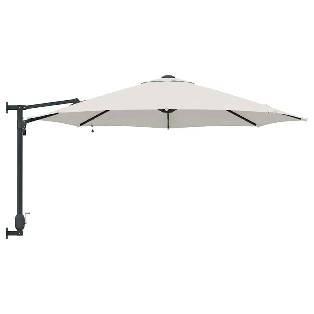 Garden Parasol Brown 248cm Adjustable Tilt Canopy Solar Powered LED Lights Steel Frame