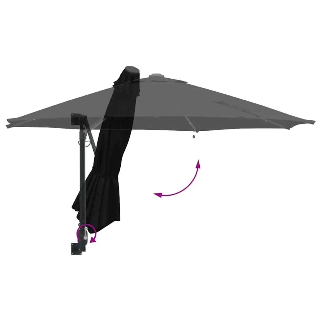 Garden Parasol Black 248cm Adjustable Tilt Solar LED Lights