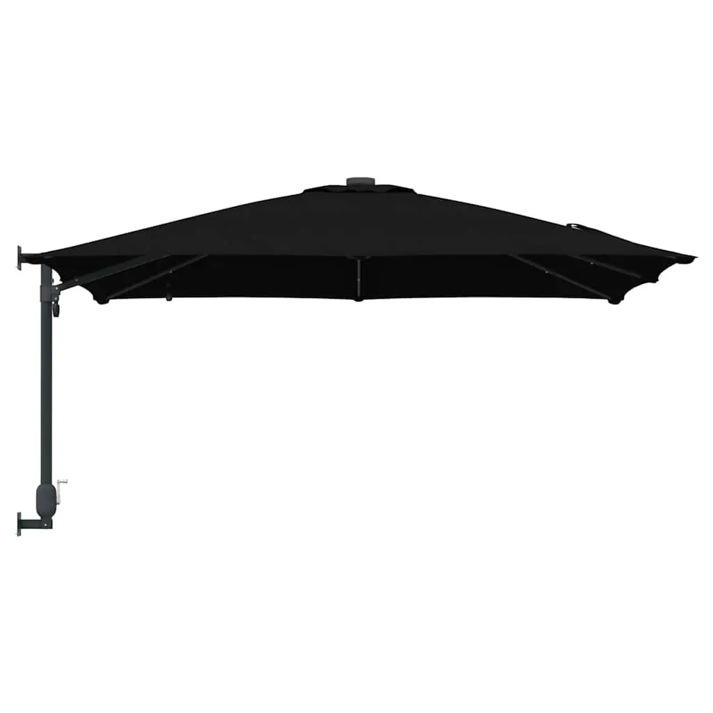Garden Parasol Black 248.5cm Cantilever Umbrella with LED Solar Lights