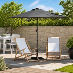 Compact Anthracite Garden Parasol with LED Lights