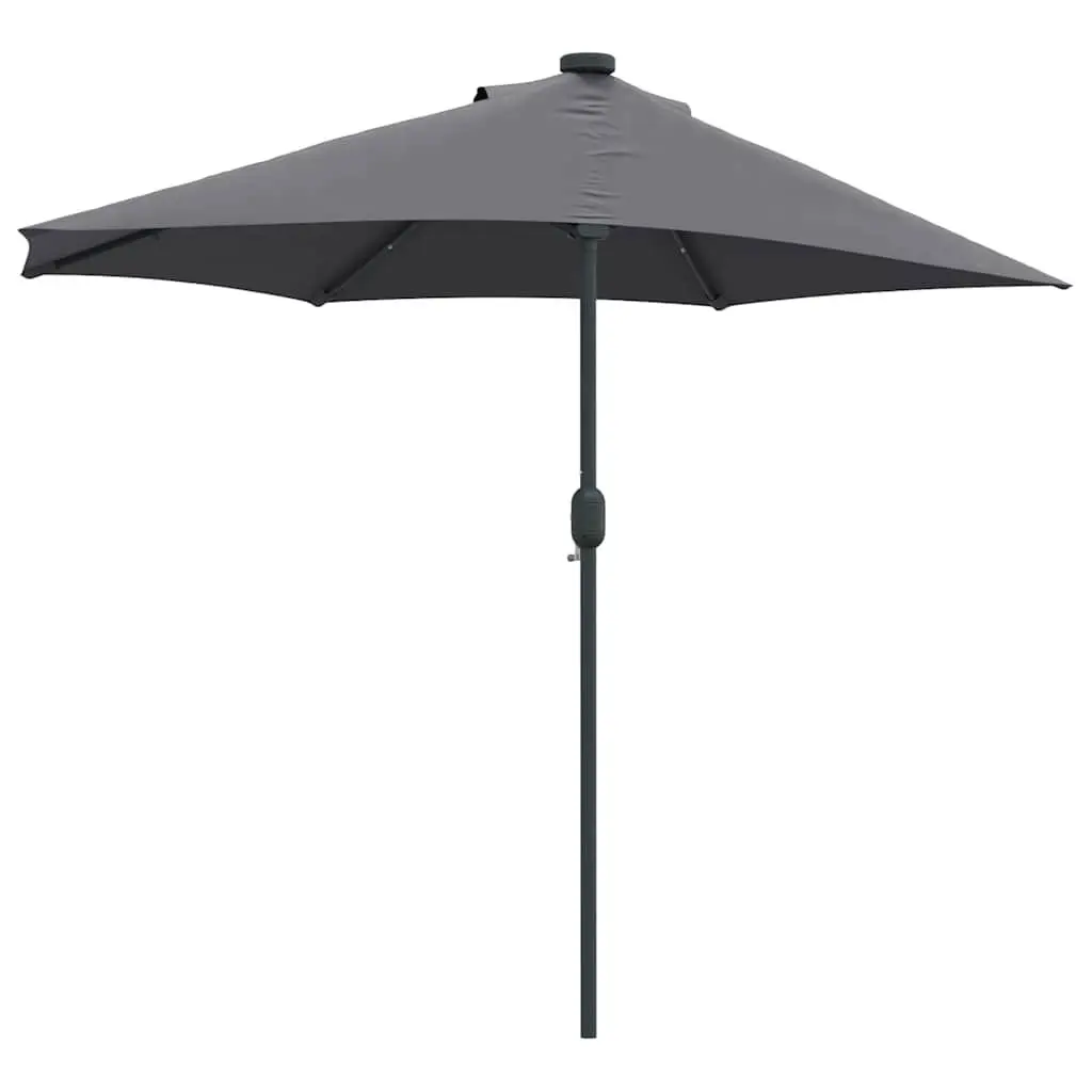 Garden Parasol Anthracite Outdoor Shade Umbrella Hand Crank Solar LED Lights