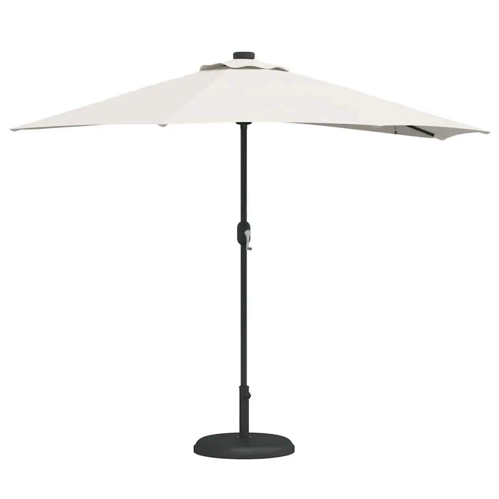 Garden Parasol Brown 294x150x224cm UV-resistant Polyester with LED Lights Manual Crank