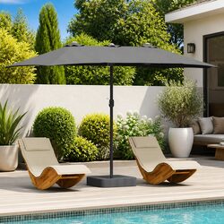 Garden Parasol Outdoor Umbrella Anthracite 385 x 209 x 244 cm Patio Shade Canopy