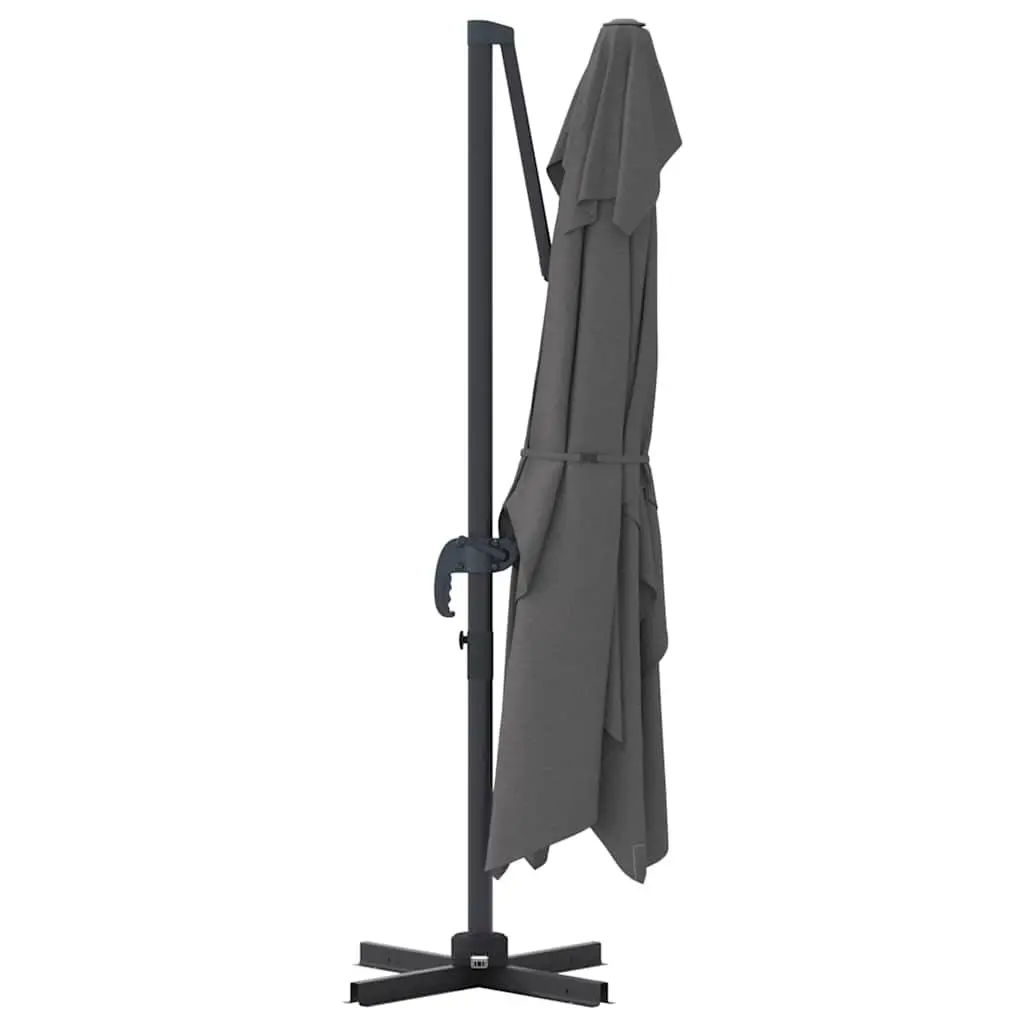 Cantilever Parasol Anthracite 351x250x260cm 360° Rotatable Base UV-Protected Polyester Fabric Manual Hand-Crank Tilt Feature