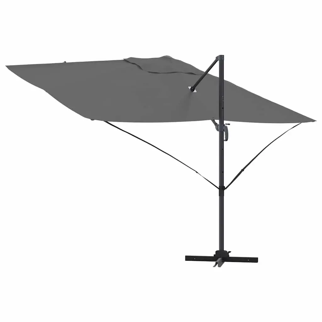 Cantilever Parasol Anthracite 351x250x260cm 360° Rotatable Base UV-Protected Polyester Fabric Manual Hand-Crank Tilt Feature