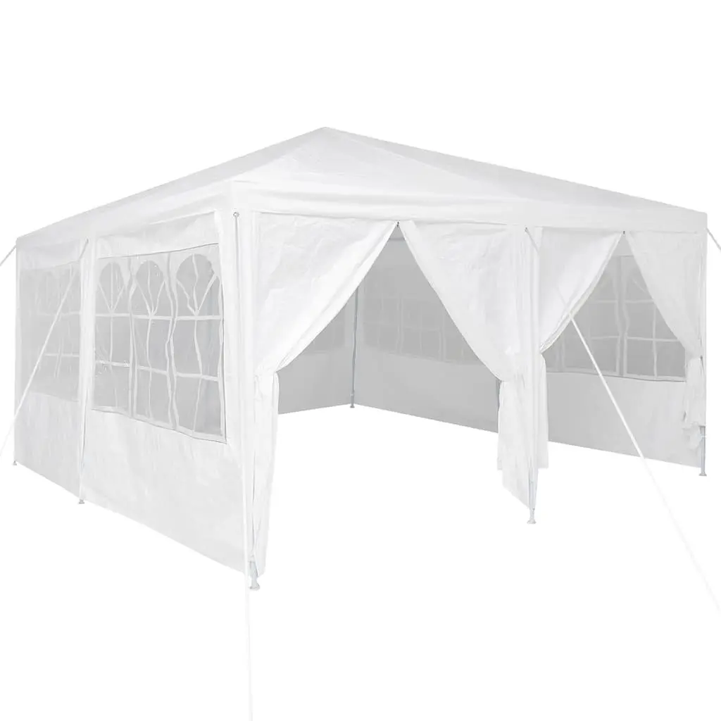 Party Tent White 400x400x266cm Outdoor Canopy Gazebo Polyethylene with 8 Removable Sidewalls