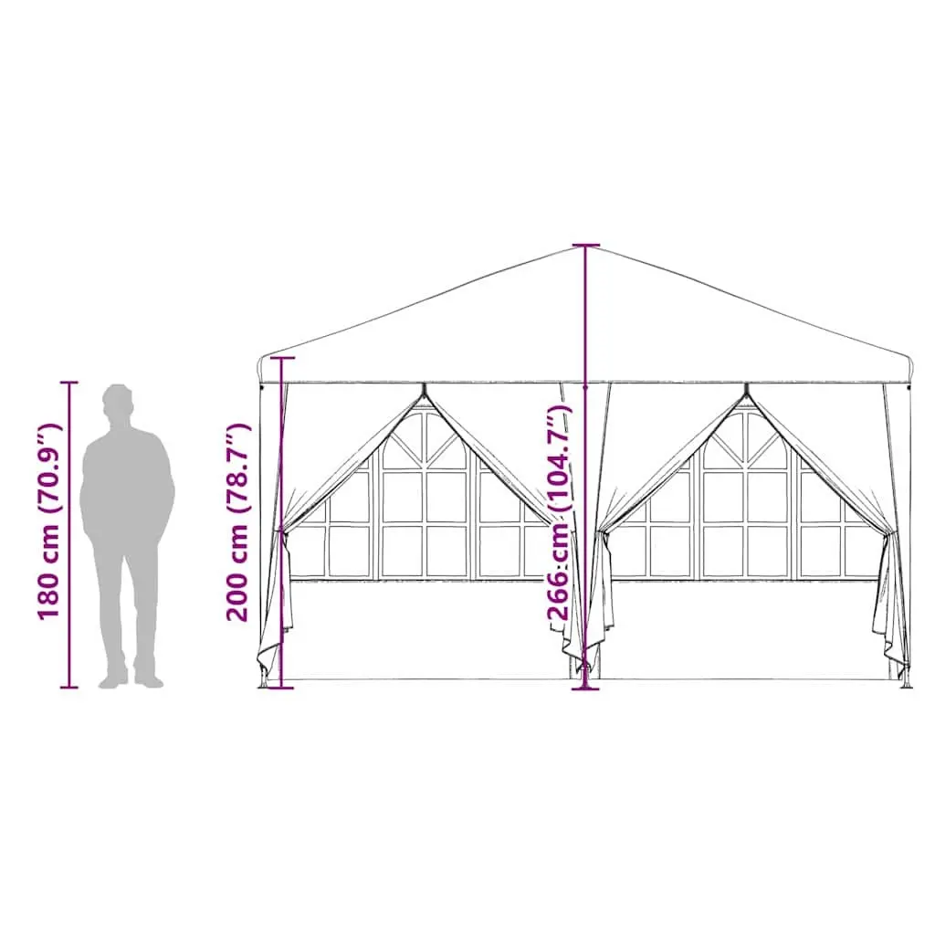 Party Tent White 400x400x266cm Outdoor Canopy Gazebo Polyethylene with 8 Removable Sidewalls