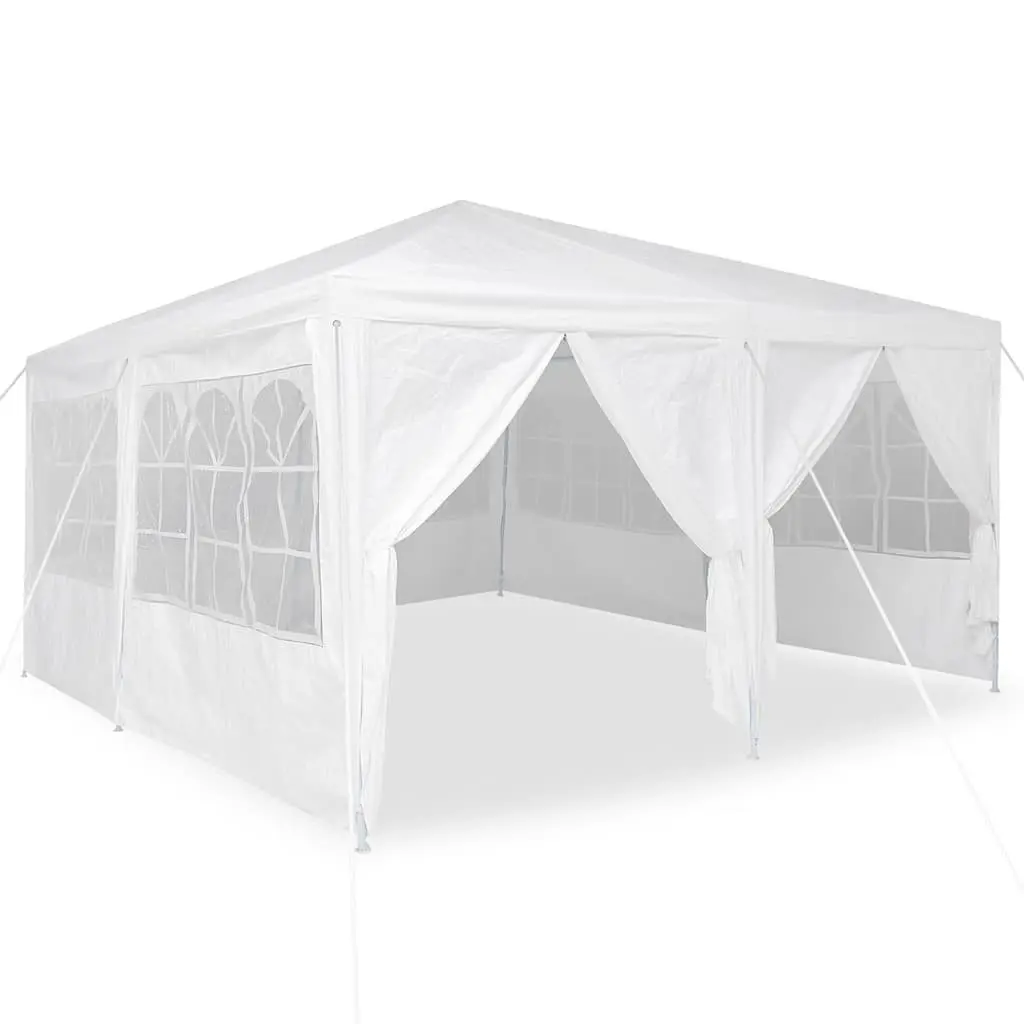 Party Tent White 400x400x266cm Outdoor Canopy Gazebo Polyethylene with 8 Removable Sidewalls