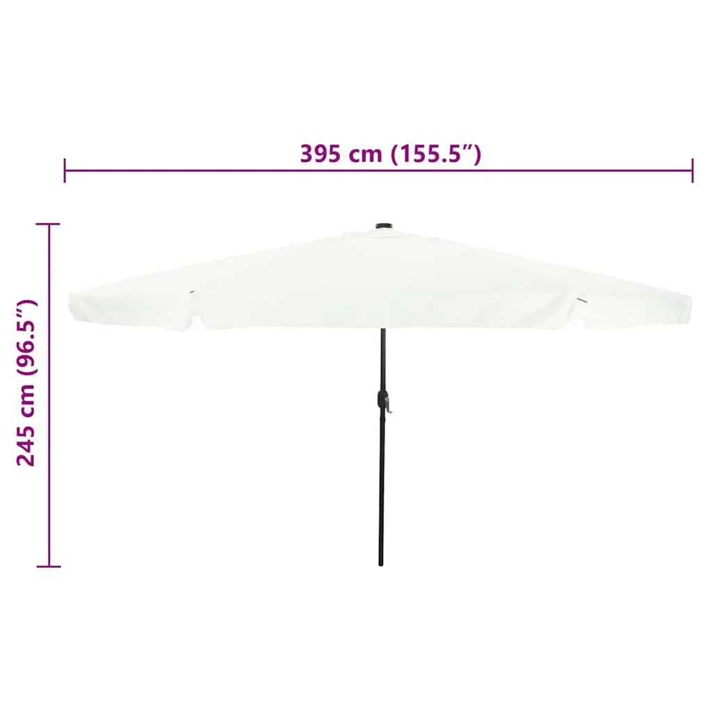 Garden Parasol Sand Anthracite 395cm LED Lighting Crank Handle Collapsible
