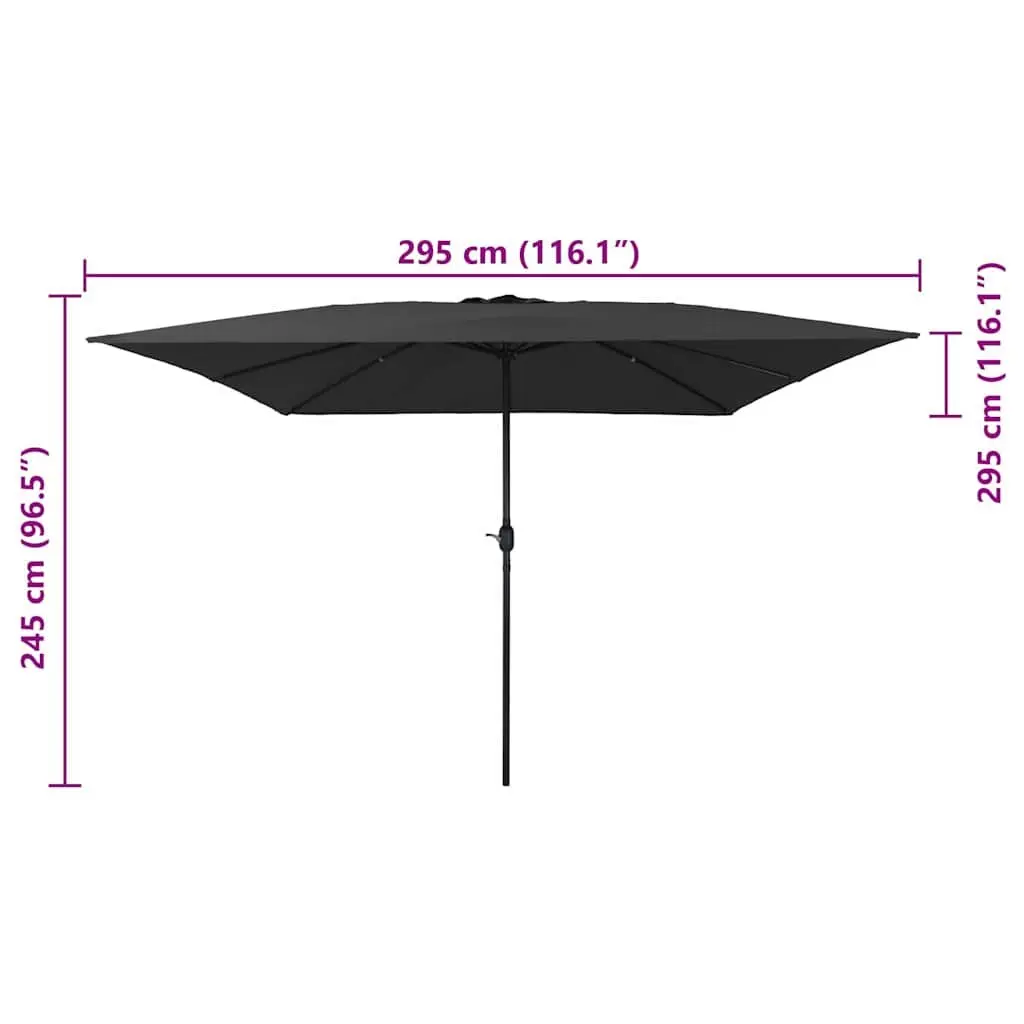 Garden Parasol Anthracite 295x295x245cm UV-resistant Foldable Outdoor Umbrella