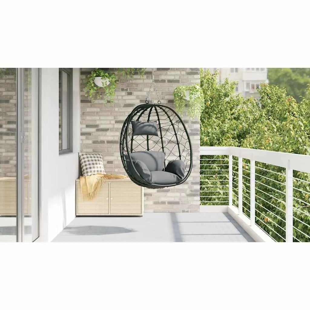 Hanging Egg Chair Anthracite Outdoor Indoor Swing Porch Garden Balcony