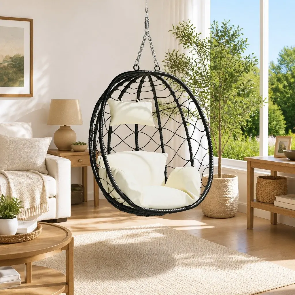 Hanging Egg Chair Outdoor Indoor Porch Balcony Garden Swing Relaxation Seat