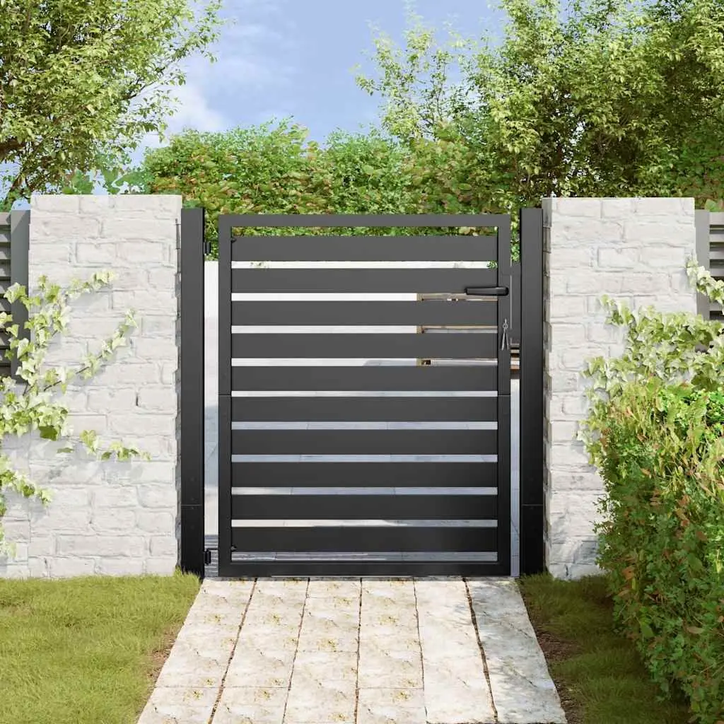 Garden Gate Black 100x100cm Lockable Aluminium Fence Entry Gate