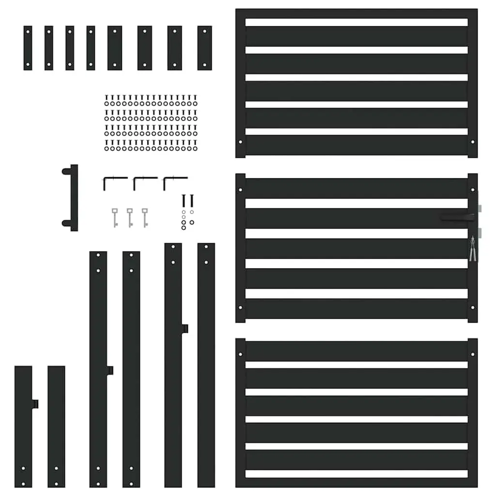 Garden Gate Black 100x150 cm Lockable Aluminium Outdoor Security Barrier
