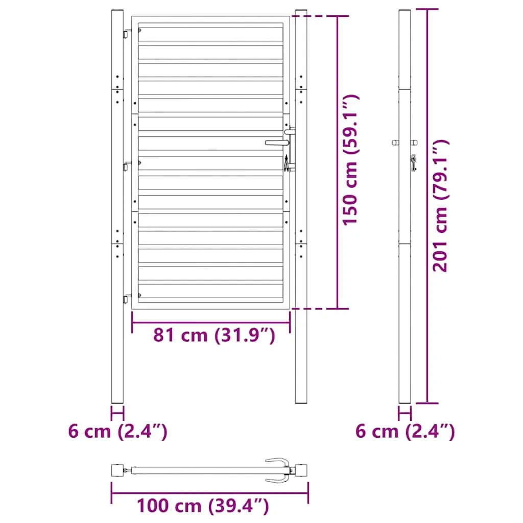Garden Gate Black 100x150 cm Lockable Aluminium Outdoor Security Barrier