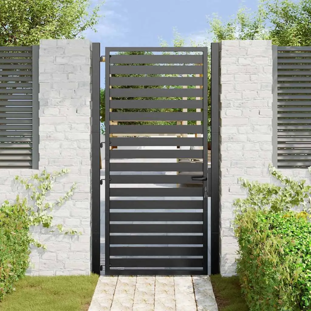 Garden Gate Black 100x180cm Lockable Aluminium Entry Fence Patio Barrier