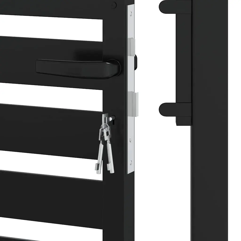 Garden Gate Black 100x180cm Lockable Aluminium Entry Fence Patio Barrier