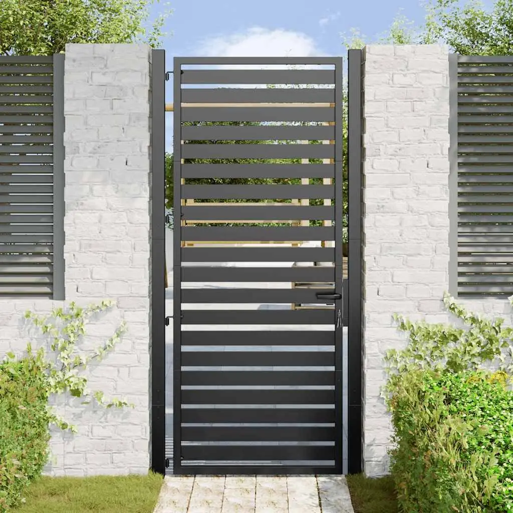 Aluminium Garden Gate Black 100x200cm Lockable Durable Weather Resistant