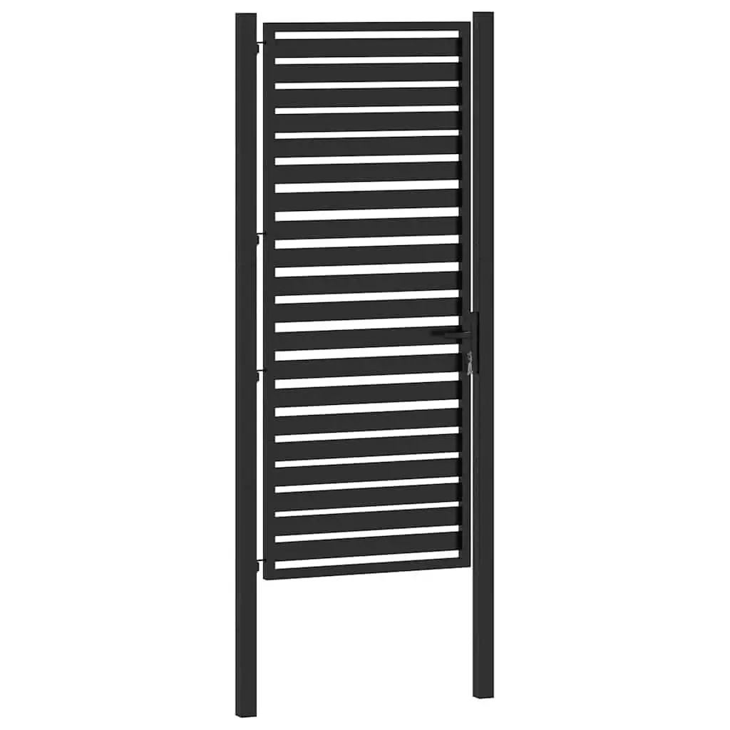 Aluminium Garden Gate Black 100x200cm Lockable Durable Weather Resistant