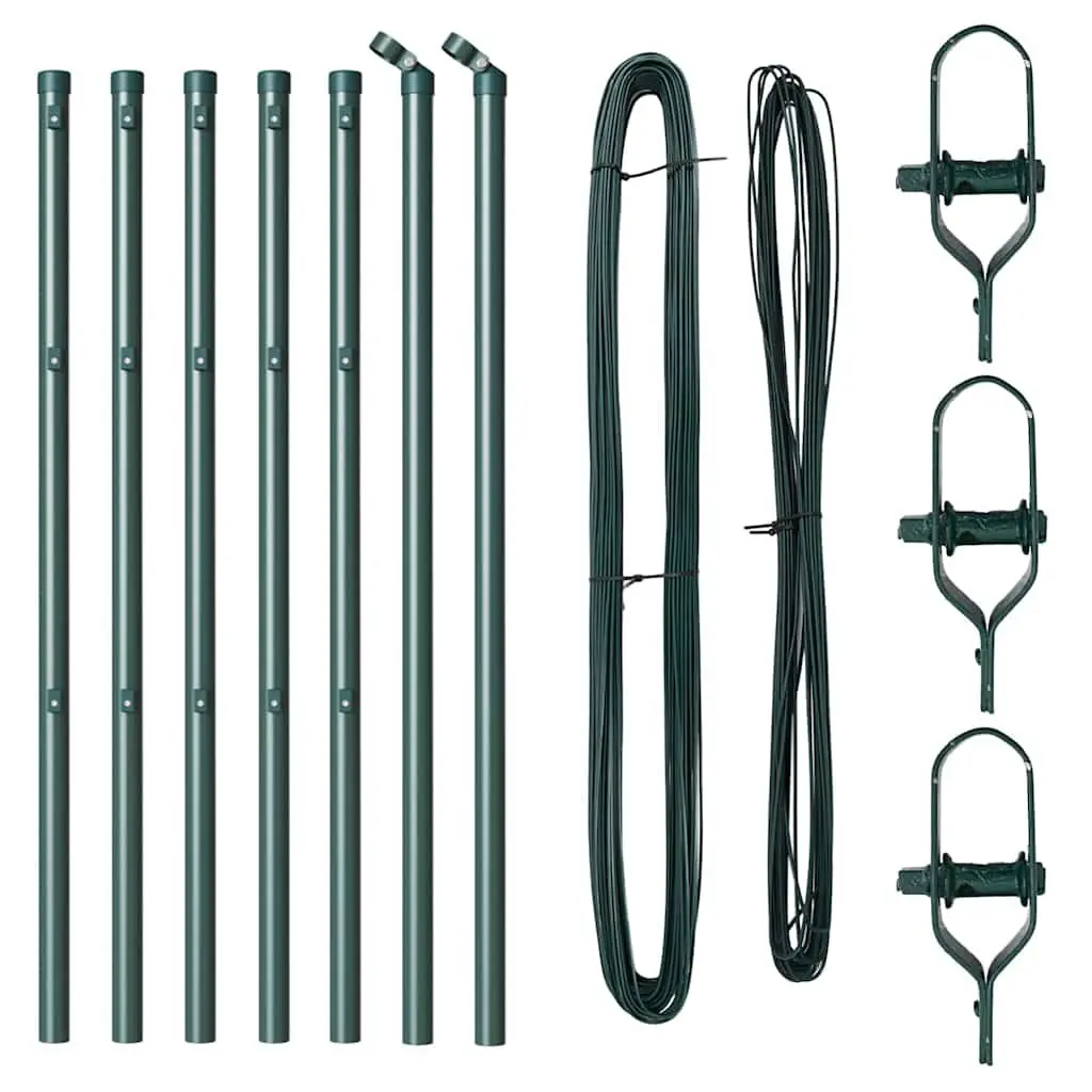 Fence Posts Green 7 Pieces Steel Embedded Garden Boundary Markers Outdoor