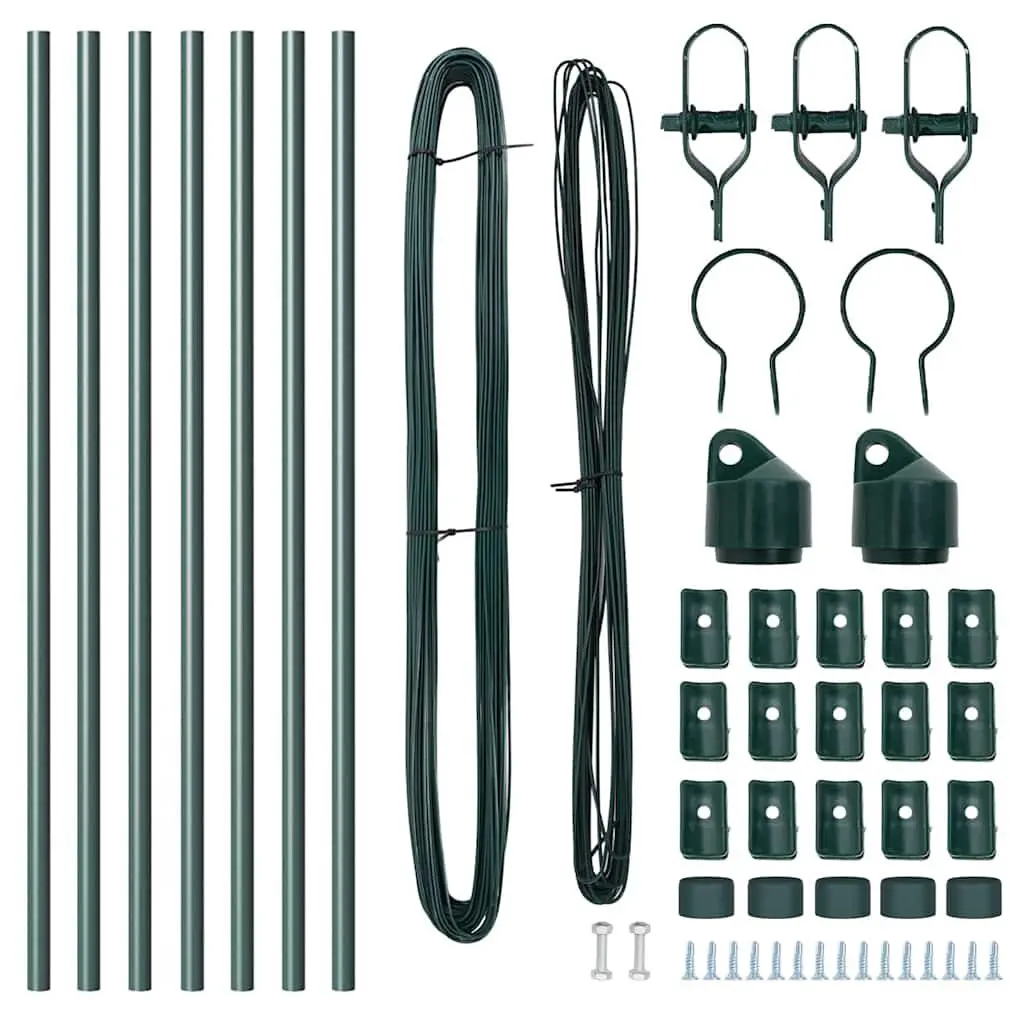 Fence Posts Green 7 Pieces Steel Embedded Garden Boundary Markers Outdoor