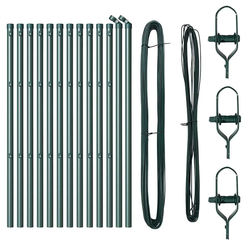Embedded Fence Post 13 Pieces Green Steel Garden Boundary Marker Outdoor Fencing