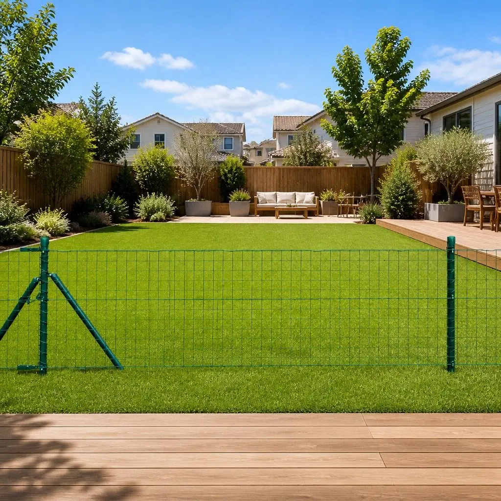 Green Fence Post Set for Boundary Definition