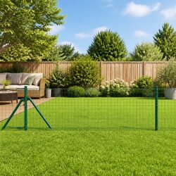 Embedded Fence Post 13 pcs Green Steel Garden Boundary Marker Outdoor Barrier