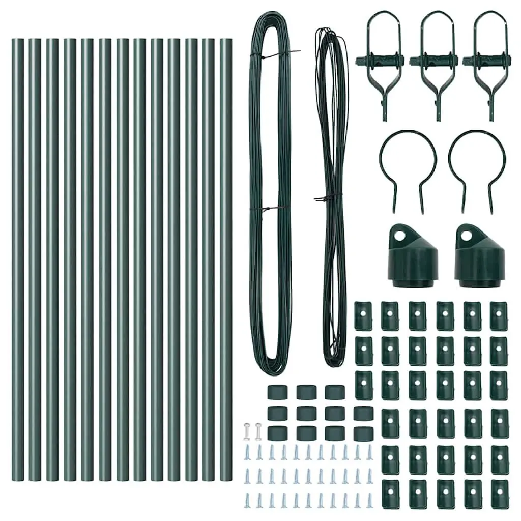 Embedded Fence Post Green 13 Piece Powder-Coated Steel Garden Boundary Marker