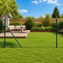 Concise Green Steel Fence Post Set - 7 Pieces