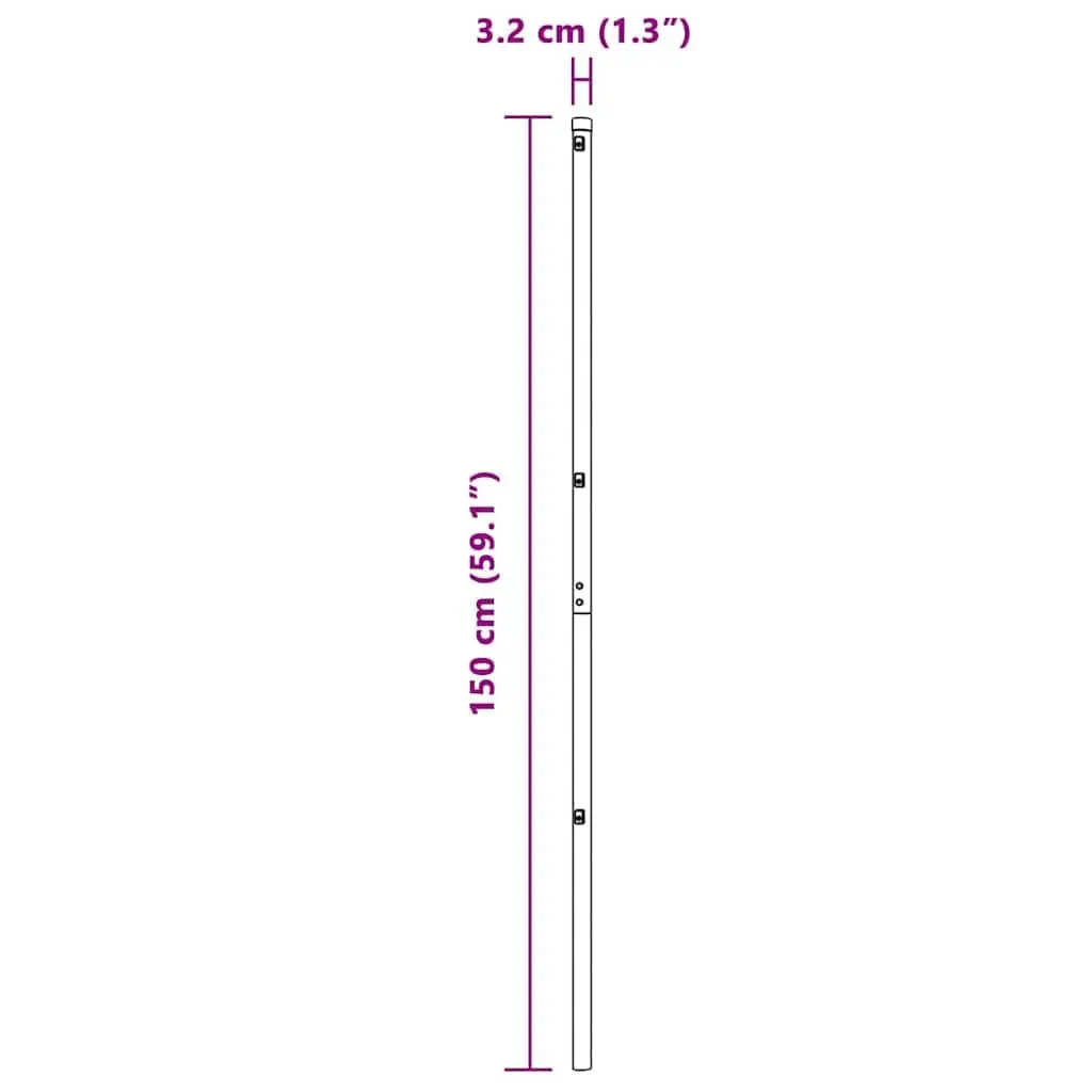 Fence Post 7pcs Green Powder-Coated Steel Embedded Garden Outdoor Barrier