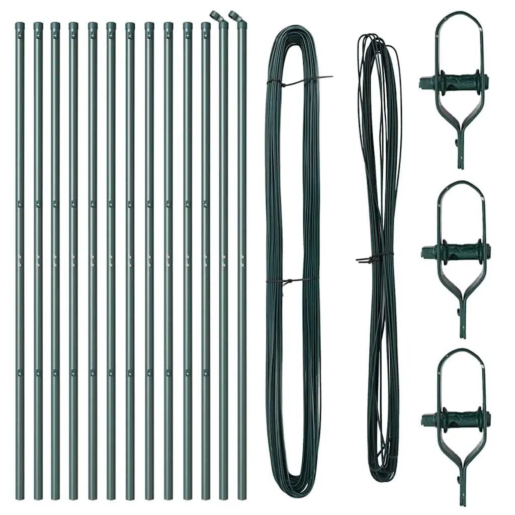 Embedded Fence Post Green 13 Piece Powder-Coated Steel Garden Boundary Marker
