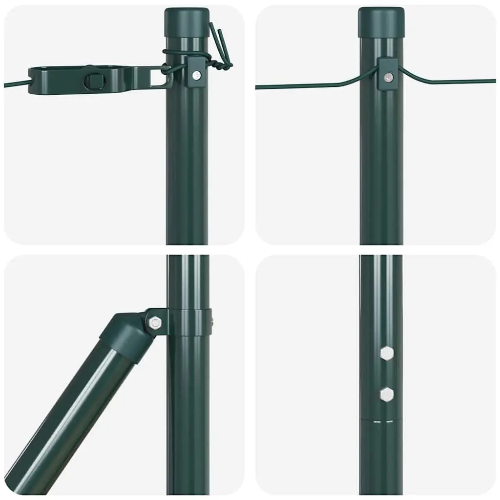 Embedded Fence Post 13 pcs Green Powder-Coated Steel Garden Boundary Marker