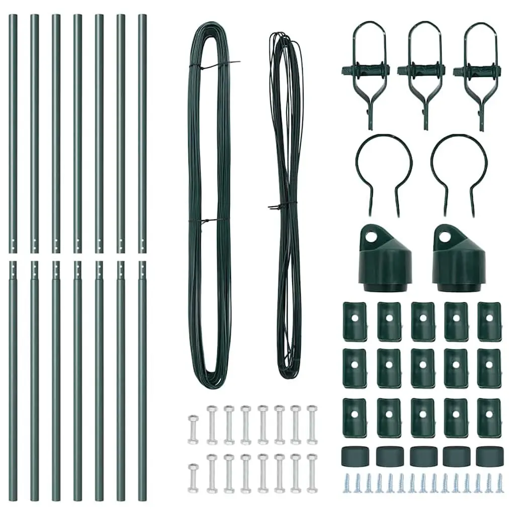 Fence Posts Green 7 Piece Powder-Coated Steel Cylindrical Garden Terrace Barriers