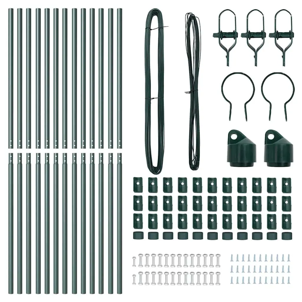 Fence Post Green 13 Pieces Powder-Coated Steel Garden Terrace Boundary Markers