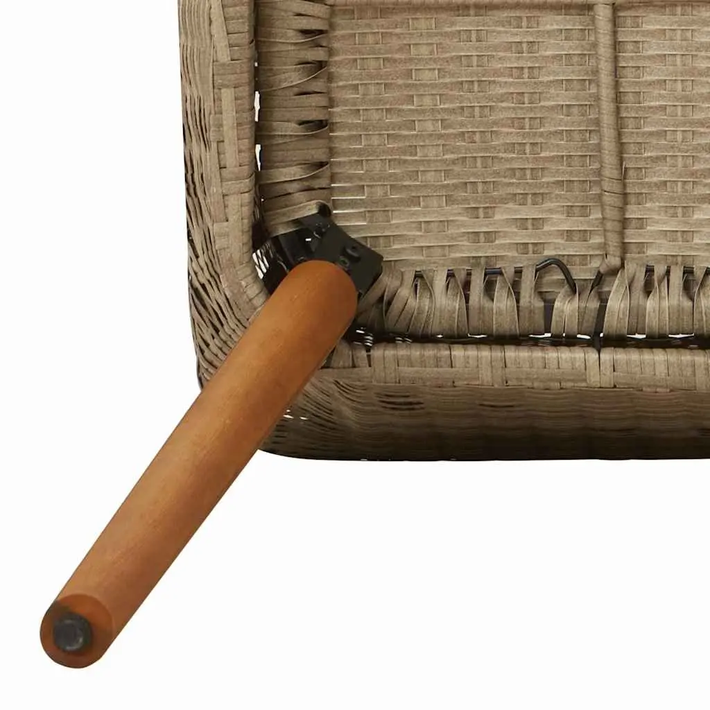 Outdoor Garden Chair Set Beige 2 Piece Cushioned Poly Rattan with Acacia Wood Legs