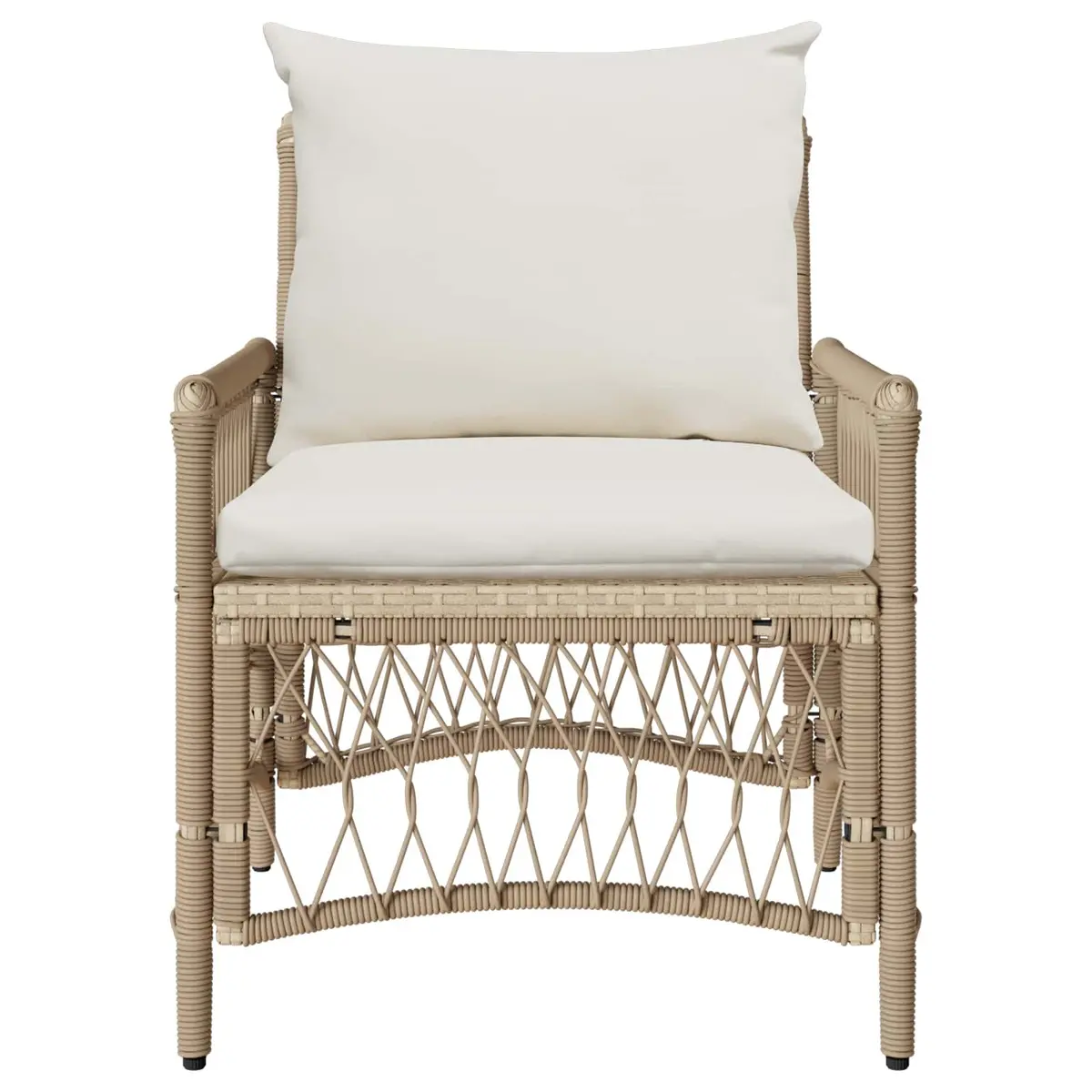 Outdoor Garden Chair Beige Poly Rattan Ergonomic Backrest and Armrests