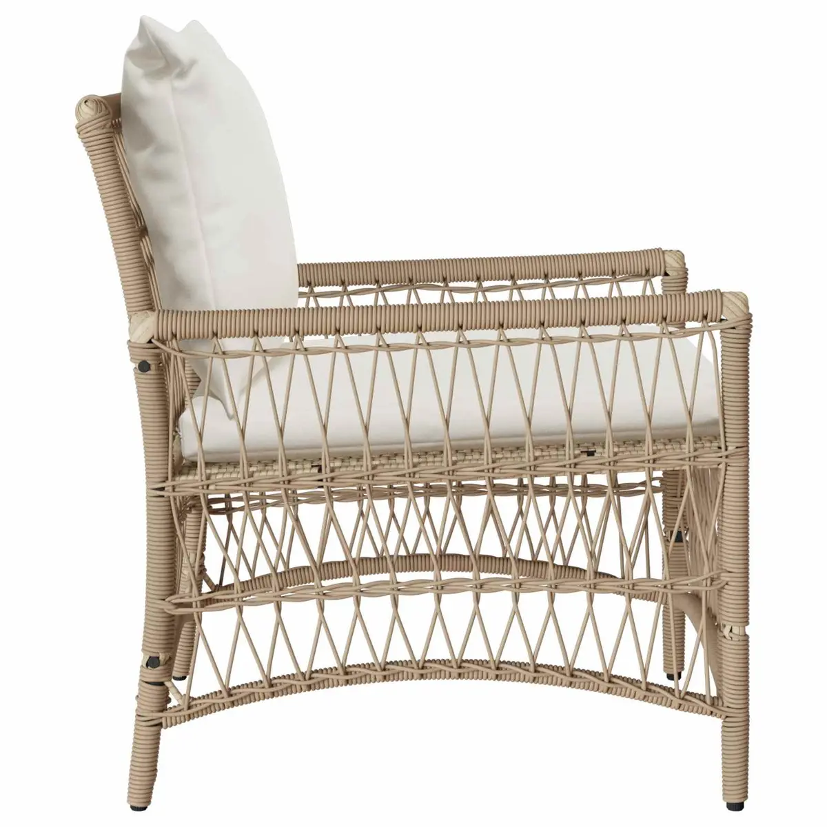 Outdoor Garden Chair Beige Poly Rattan Ergonomic Backrest and Armrests