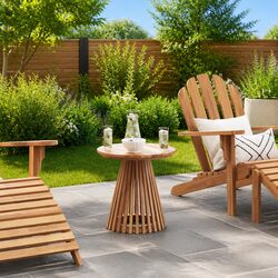 Compact Round Teak Wood Outdoor Side Table
