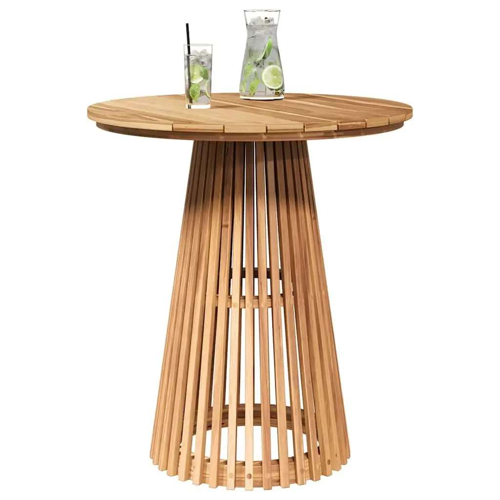 Outdoor Side Table Brown Round Solid Teak Wood Weather Resistant 70x70x75cm