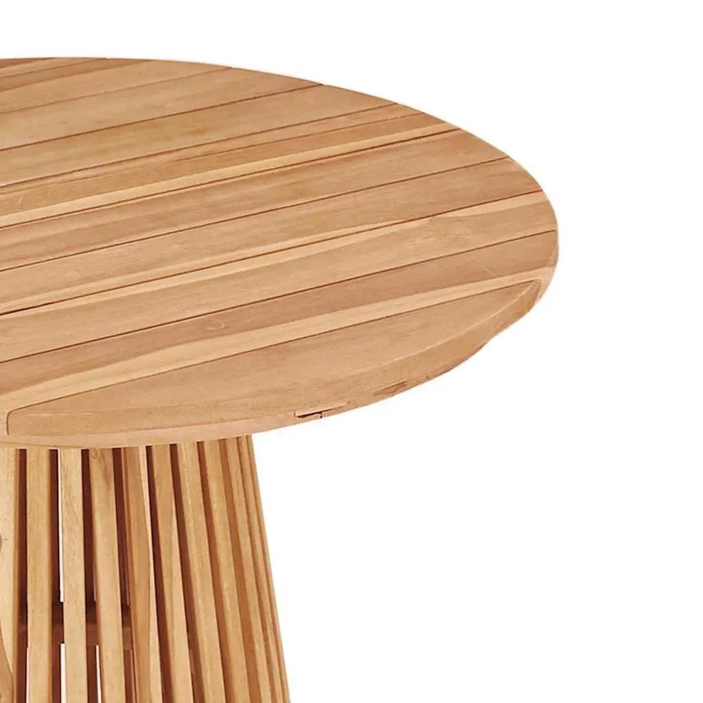 Outdoor Side Table Brown Round Solid Teak Wood Weather Resistant 70x70x75cm