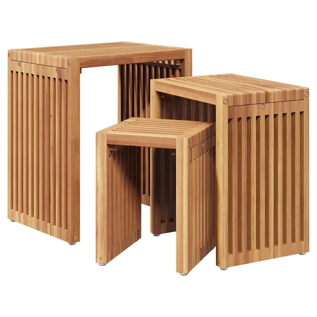 Garden Side Table Brown Solid Teak Wood Modern 33x44.5x51cm