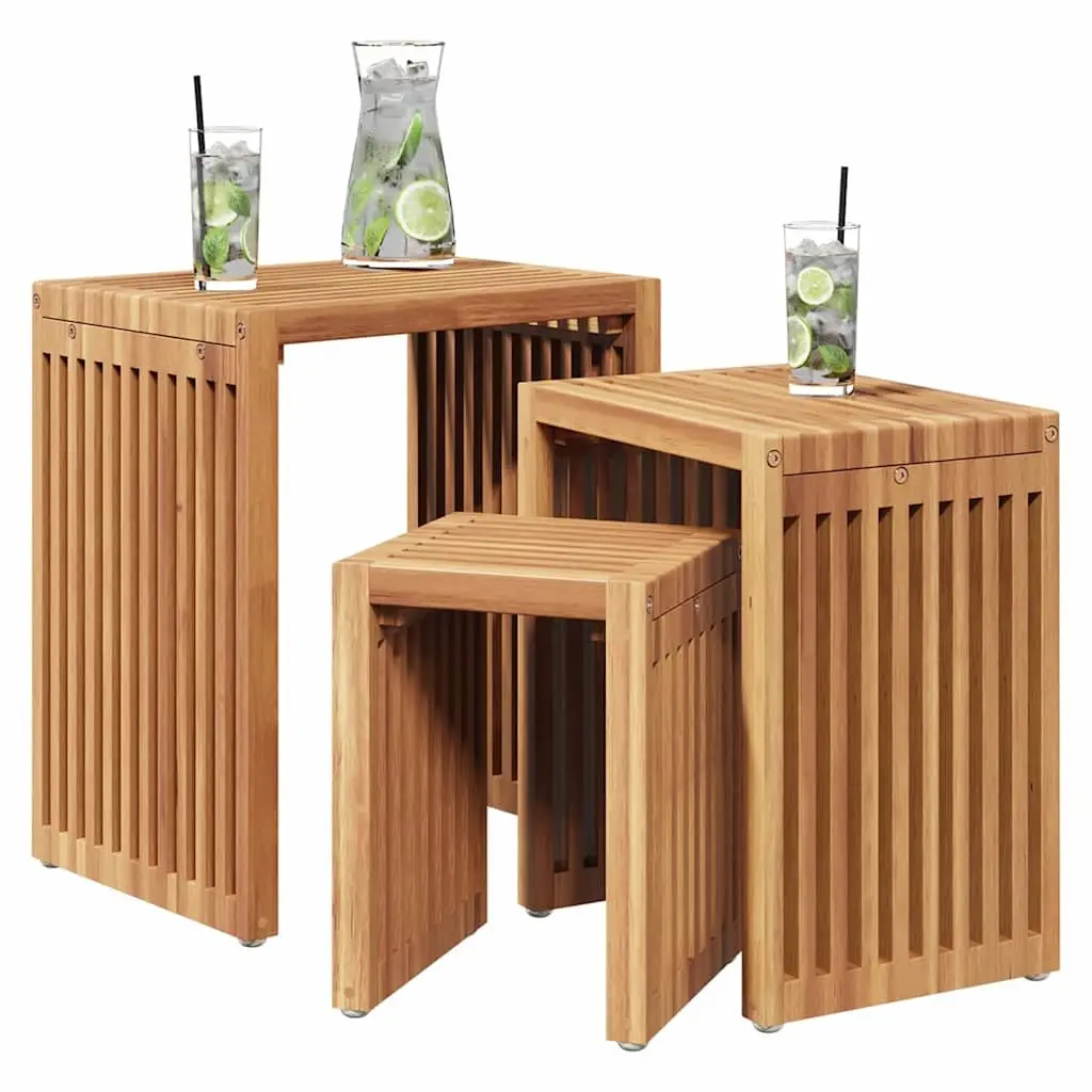 Garden Side Table Brown Solid Teak Wood Modern 33x44.5x51cm