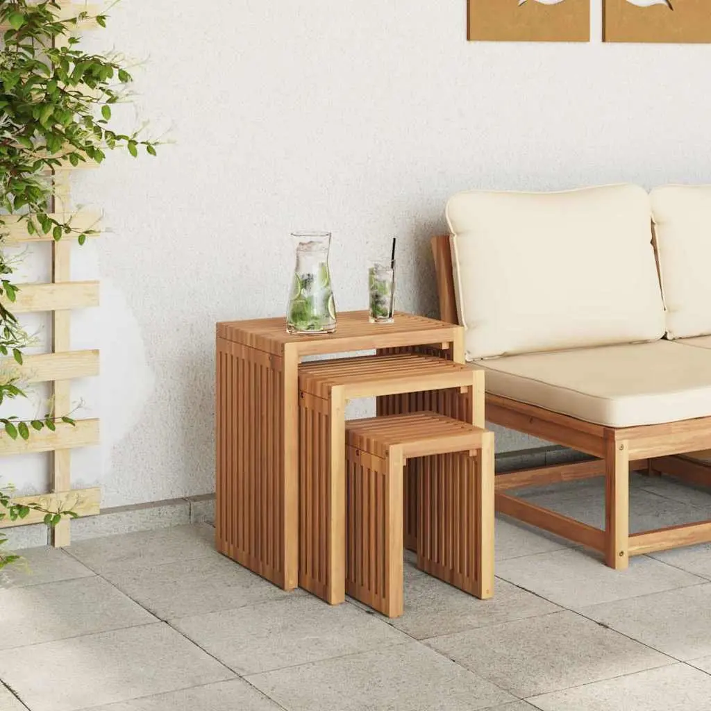 Garden Side Table Brown Solid Teak Wood Modern 33x44.5x51cm