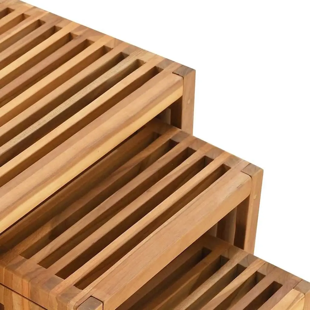 Garden Side Table Brown Solid Teak Wood Modern 33x44.5x51cm