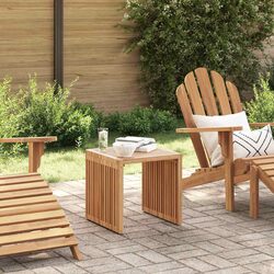 Compact Garden Side Table in Brown Teak Wood